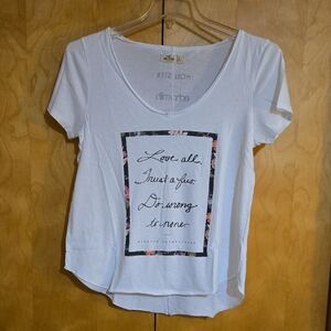 Hollister White Graphic Short Sleeve Tee